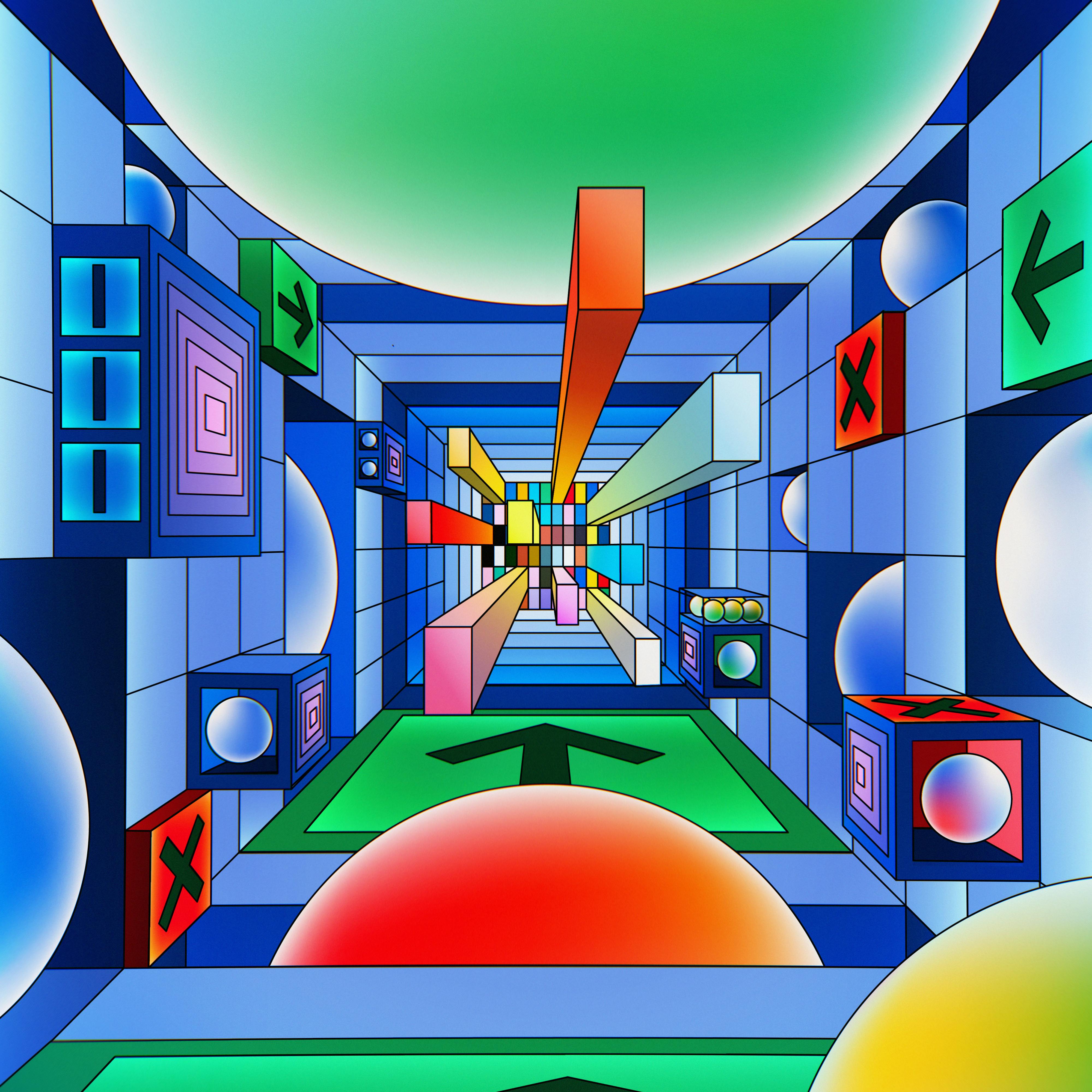Abstract optical corridor artwork